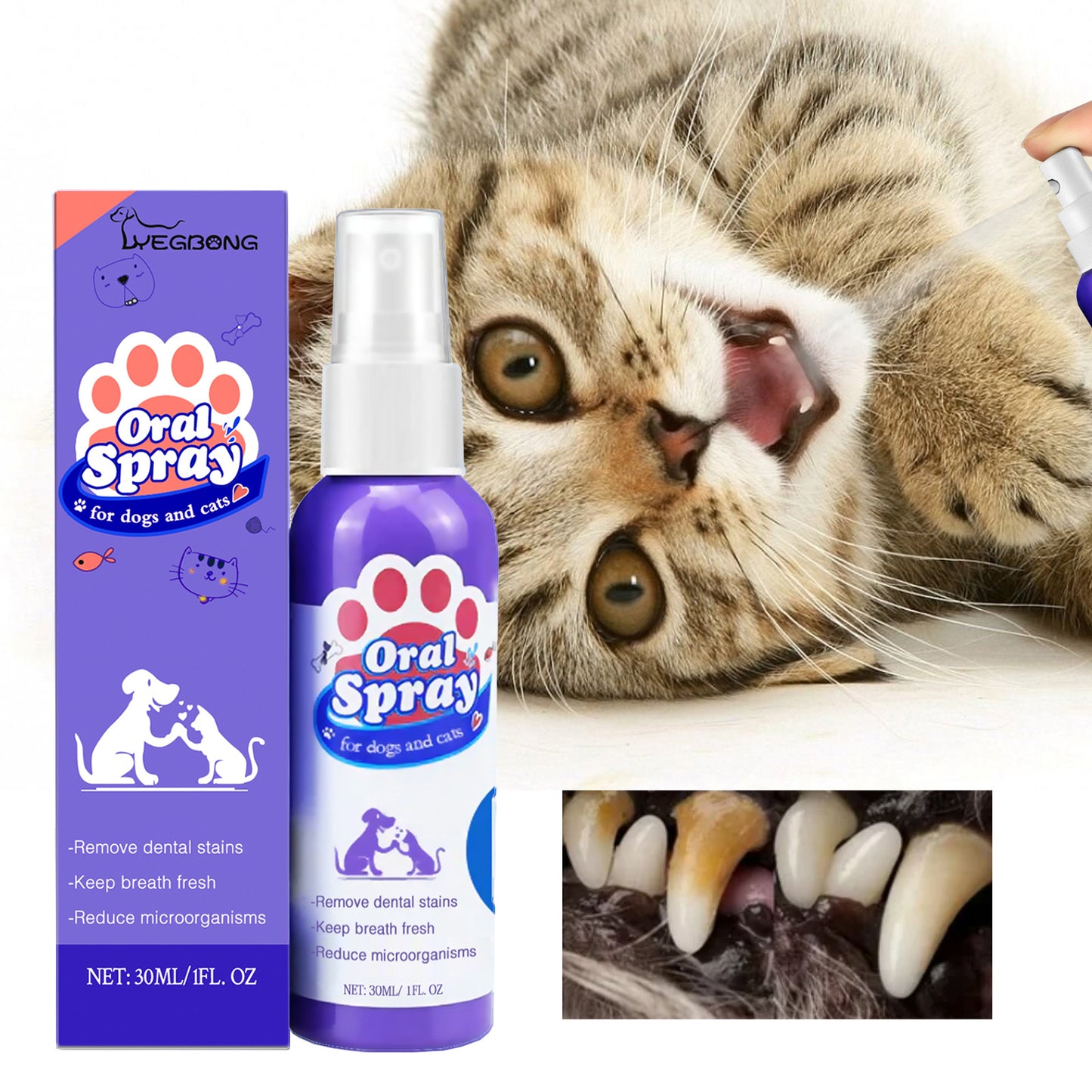 Pet Oral Spray for Cats & Dogs – Fresh Breath & Dental Stain Remover