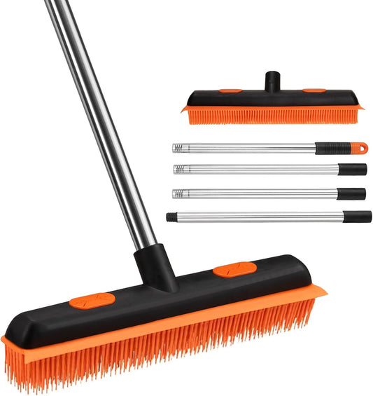 2-in-1 Pet Hair Broom – Carpet & Floor Fur Remover with Squeegee