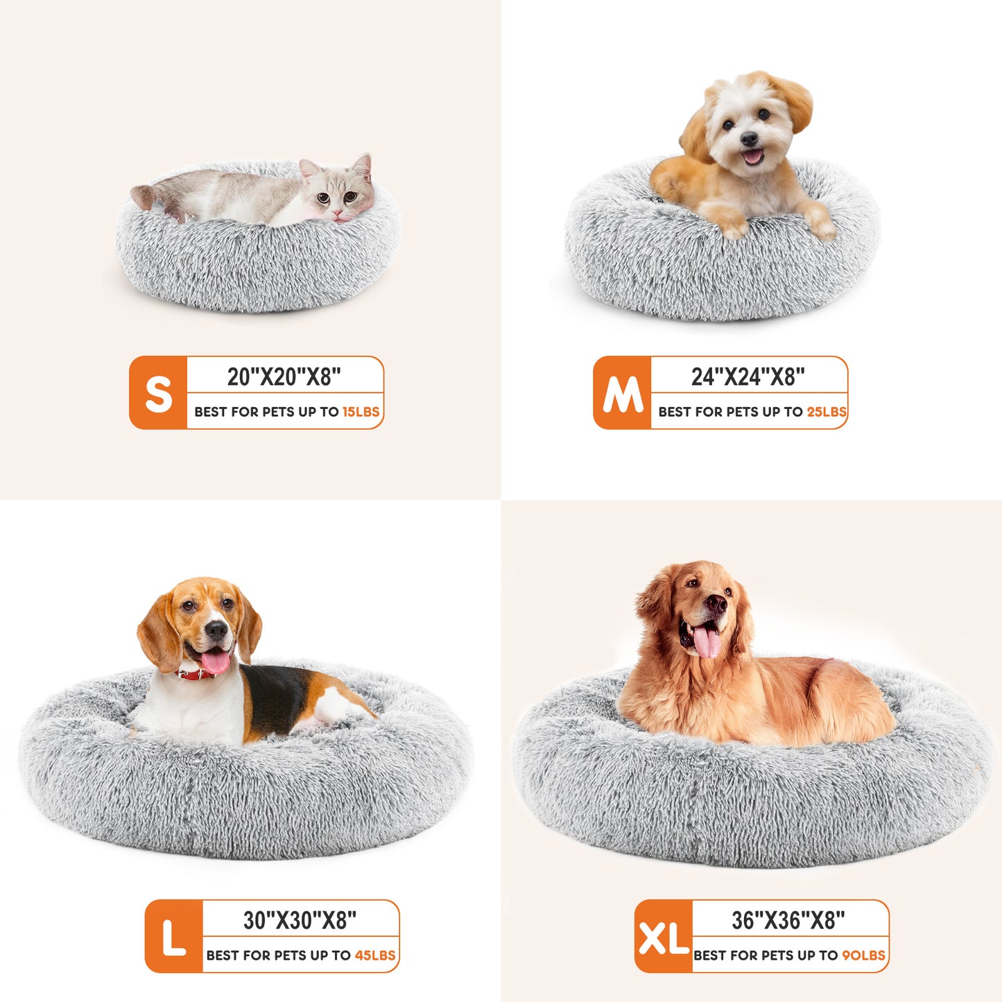 Fluffy Calming Dog & Cat Bed | Anti-Anxiety Donut Shape
