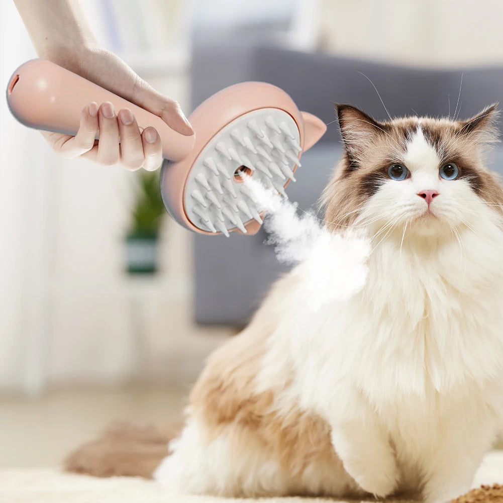 Hair Cleaning Mist Brush – Rechargeable, Self-Cleaning Cat & Dog Grooming Tool