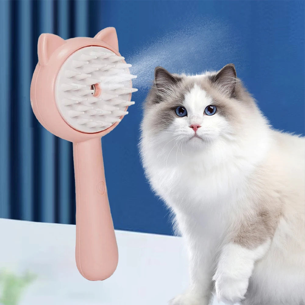 Hair Cleaning Mist Brush – Rechargeable, Self-Cleaning Cat & Dog Grooming Tool