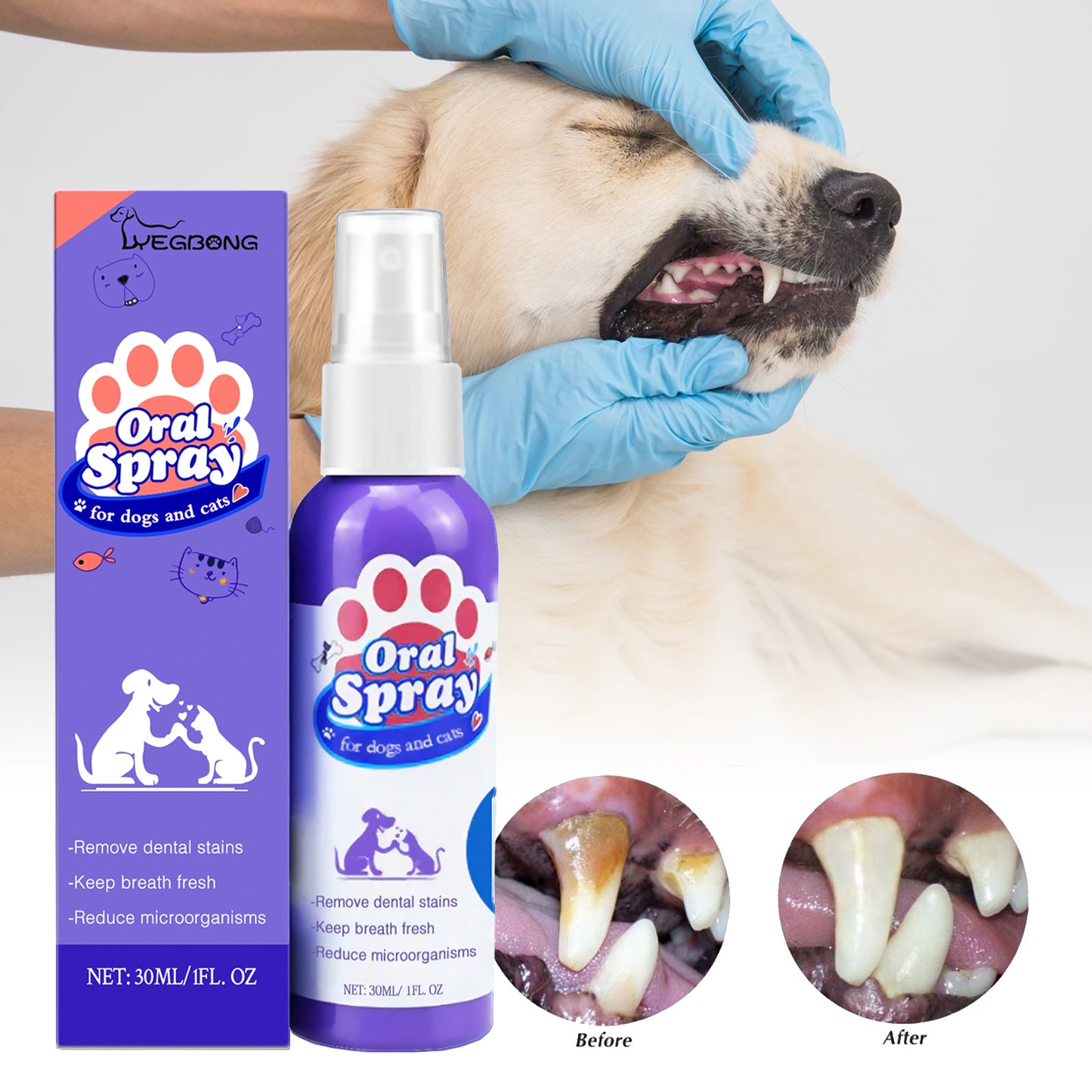 Pet Oral Spray for Cats & Dogs – Fresh Breath & Dental Stain Remover