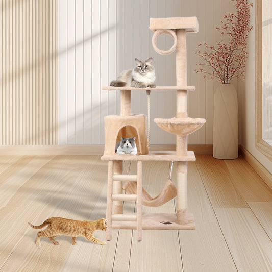 Multi-Level Cat Tree Tower – Climbing Frame with Condo, Hammock & Scratching Posts