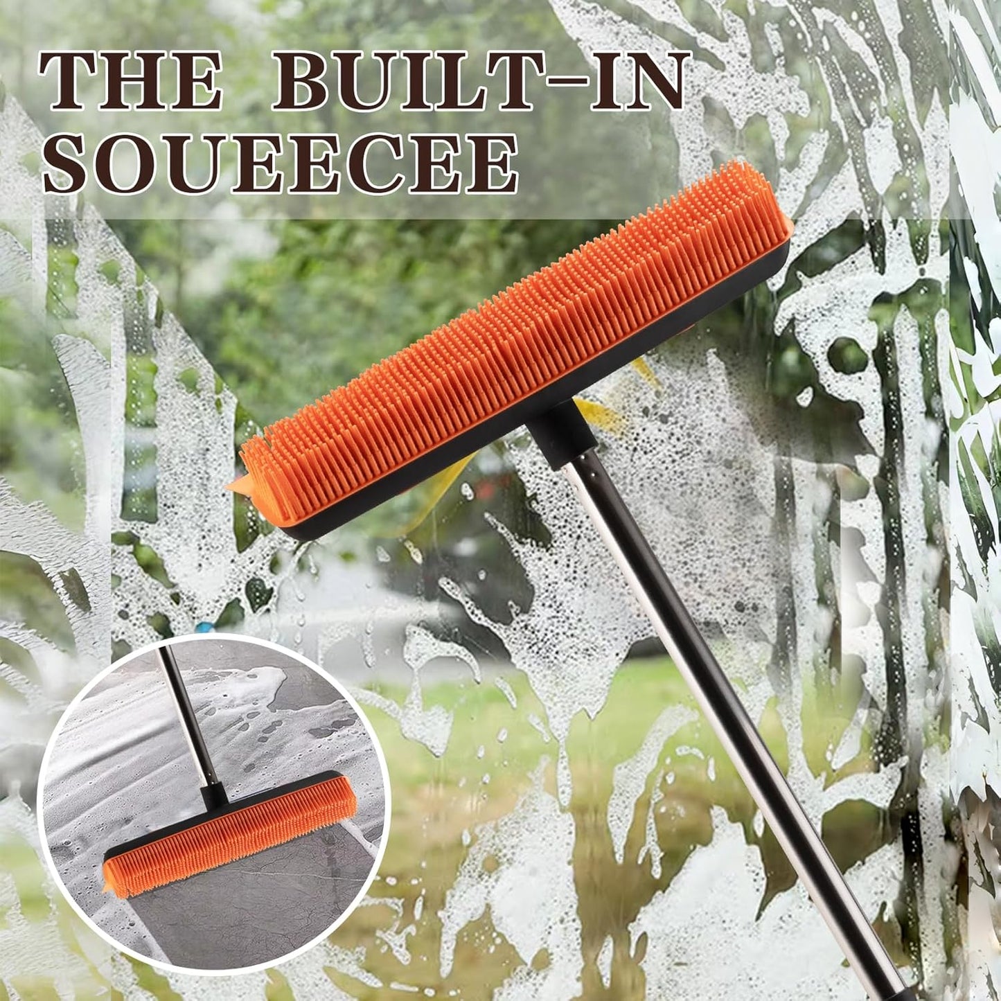 2-in-1 Pet Hair Broom – Carpet & Floor Fur Remover with Squeegee