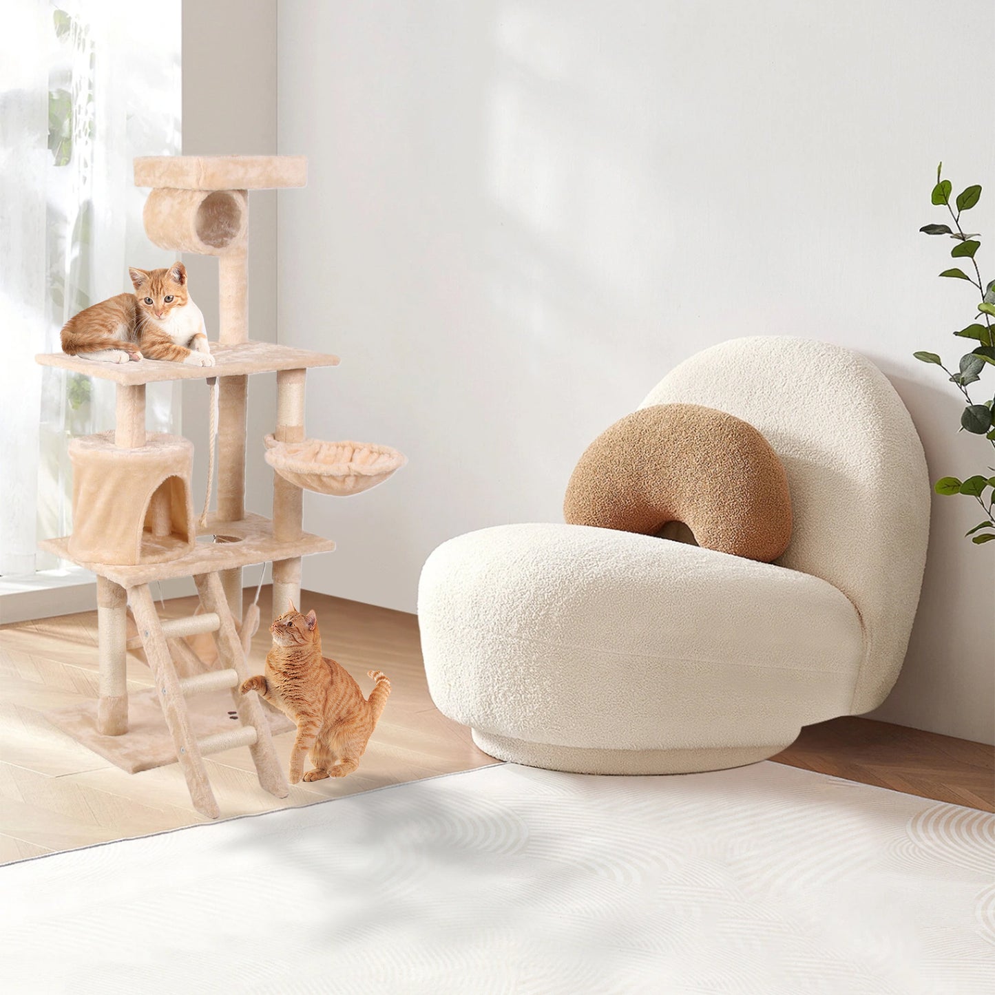 Multi-Level Cat Tree Tower – Climbing Frame with Condo, Hammock & Scratching Posts
