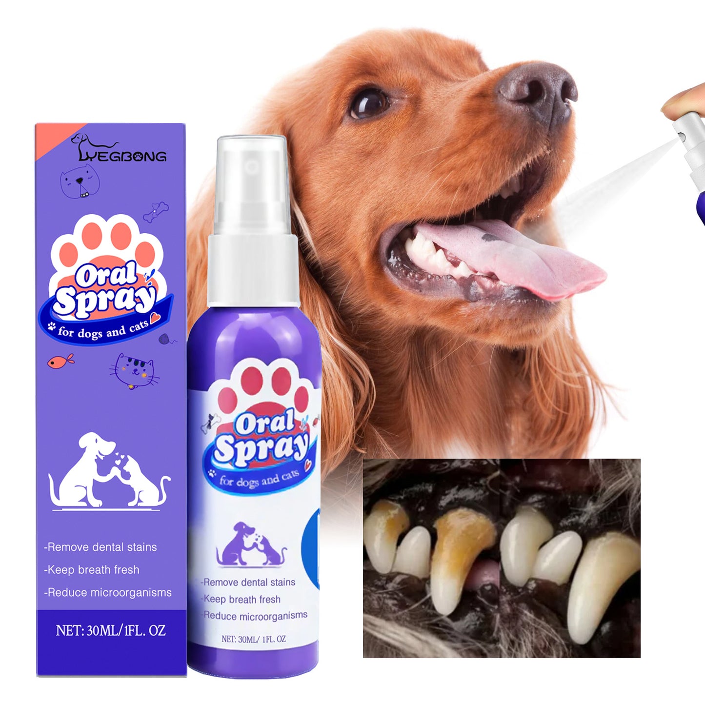 Pet Oral Spray for Cats & Dogs – Fresh Breath & Dental Stain Remover
