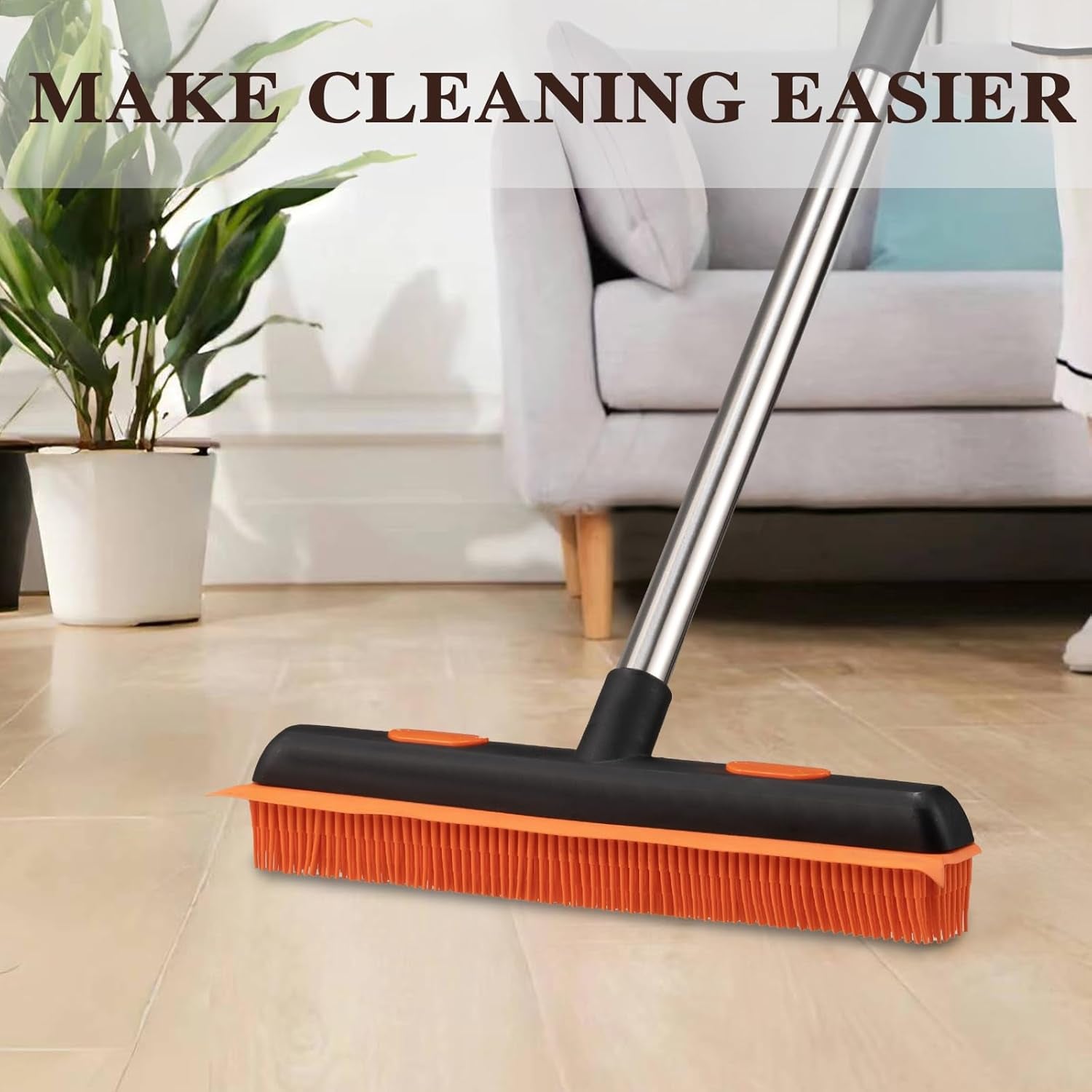 2-in-1 Pet Hair Broom – Carpet & Floor Fur Remover with Squeegee